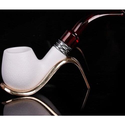 Sepiolite Smoking Set Smoking Pipe Handmade Brown Tobacco Pipe Classic Bent Pipes Gift Cigarette Cigar Tube