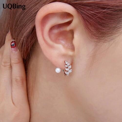 Leave Pearl Stud Earrings Fashion 925 Silver Stud Earrings Jewelry Pendientes Brincos Fashion Jewelry Drop Shipping