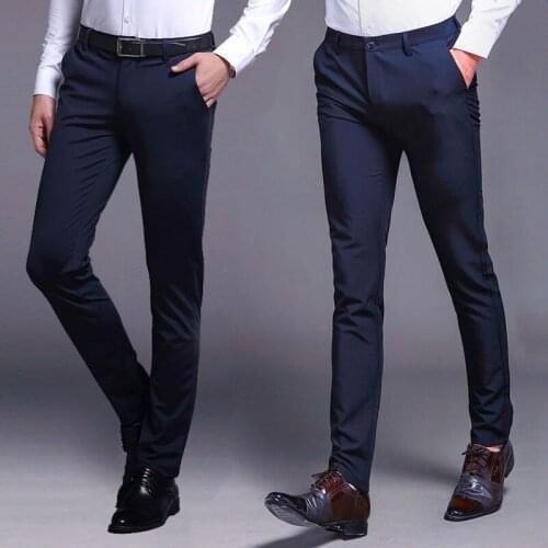 Spring Fashion Business Casual Pants Mens Slim Trousers Mens Clothing Youth Thin Trendy Business Skinny Pants Mens Trousers