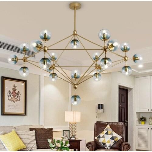 Nordic Style Vintage Glass Chandeliers Droplight Jason Miller MODO Chandelier 10/15/21-Heads Dining Room Pendant Lamp
