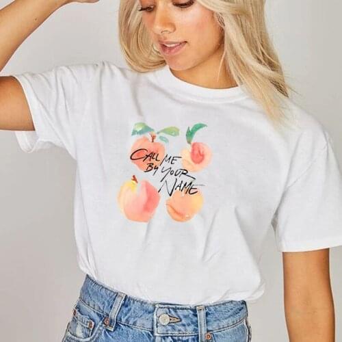 Women 80s Retro Style Peach Italy 1983 T-Shirt Summer Cute Aesthetic Short Sleeves White Tee Call Me By Your Name Movie Shirt