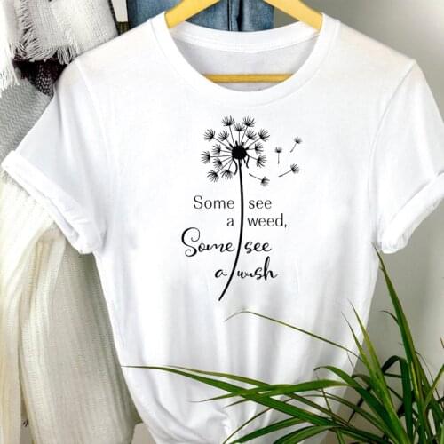 Women Clothes Plant Fashion Casual Lovely 90s Cartoon Print Mujer Camisetas Regular Tee Top Tshirt Female Graphic T-shirt