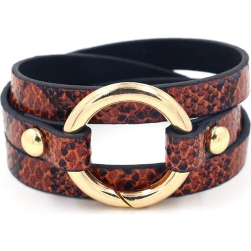 Round Circle Leopard Print Girl Sexy Trendy Classic Neon Fashion Cuff Bangle Leather Women Bracelets Female Jewelry Party Gift