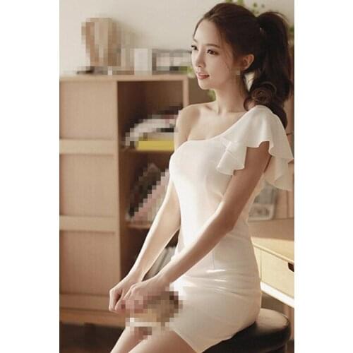 C2299 2020 spring summer new nightclub women fashion Oblique single shoulder sexy slim Package buttocks dress cheap wholesale