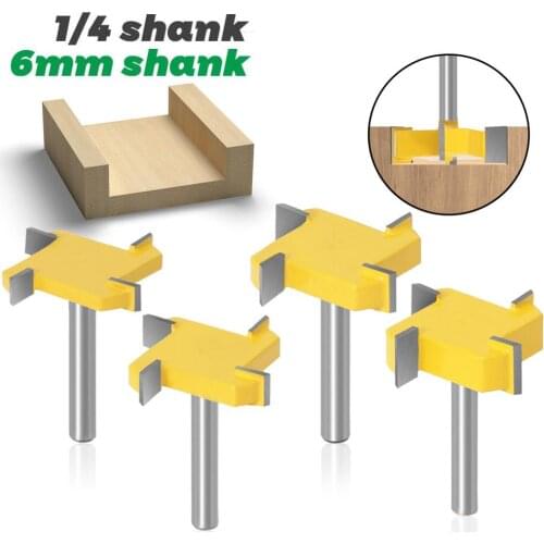 1/4 6mm Shank Flush trim bit T-slot milling cutter Z4 Straight Edge Slotting Milling Cutter Cutting Handle for Wood Woodwork