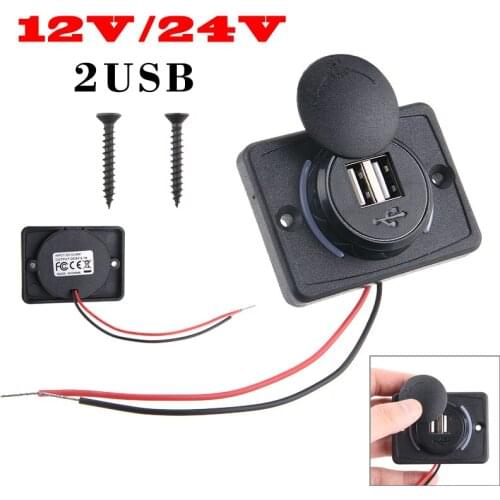 1pcs 5V 3.1A Car Socket 2 USB Charger Socket Adapter 12V/24V for Car Motorcycle Boat Power Supply