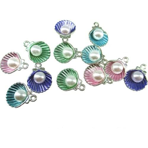 10pcs/lot Pearl Shell series Enamel Three-dimensional Charms For Jewelry Making DIY Bracelet Earrings Necklace Findings