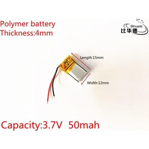3.7V 50mAh 401215 Lithium Polymer Li-Po li ion Rechargeable Battery cells For Mp3 MP4 MP5 GPS PSP mobile bluetooth
