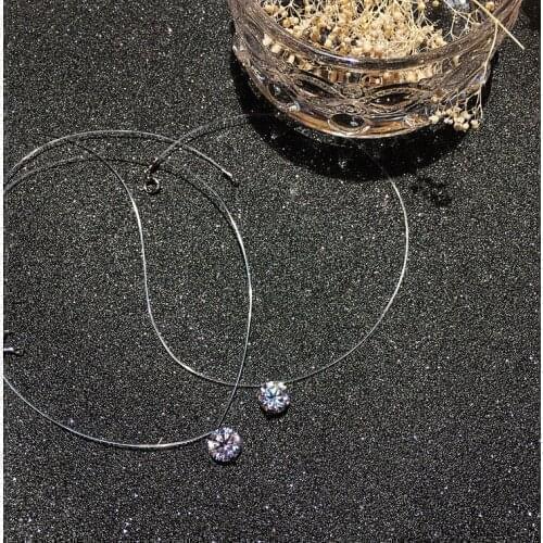 925 sterling silver Stereo Transparent fishing line stealth necklace Snowball Crystal From Swarovskis Locks Chain Gift