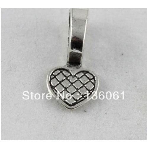 Antique Silvers Vintage Heart Glue on Bail Pendant For Jewelry Making Findings Bracelets Crafts Handmade DIY Gifts 10pcs Z591
