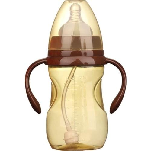 1Pcs 240/330ml PP Baby Bottle with Handle Nipple Infant Milk Feeding Nipple Wide Caliber Bottle New Baby Bottles Newborn