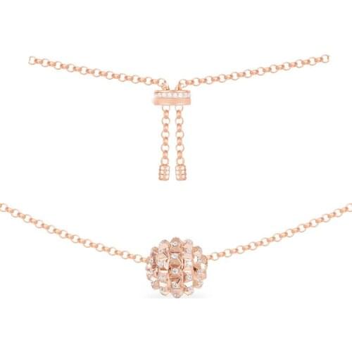 SLJELY Fashion Rose gold color 925 Sterling Silver Pink Spikes Hedgehog Ball Pendant Necklace Cubic Zirconia Women Brand Jewelry
