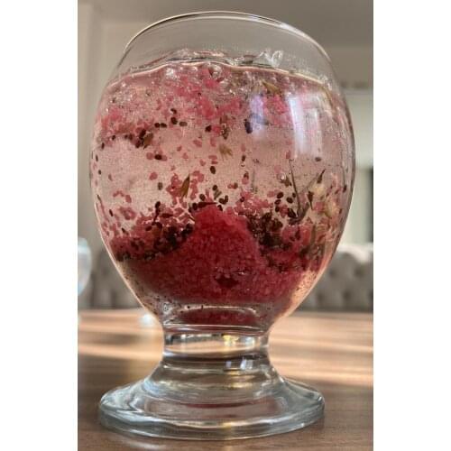 Decorative glass gel candle with pink wave scented, home accessory