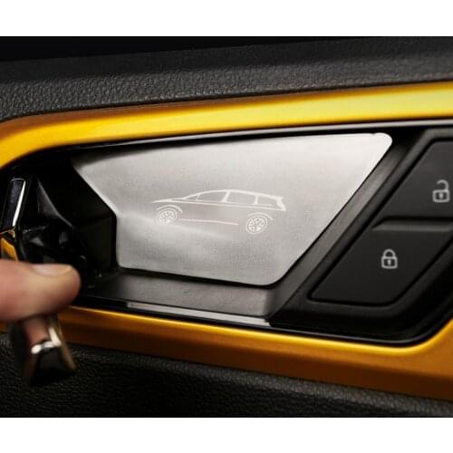 For VW Volkswagen Polo 2019 2020 2021Stainless Side Door Interior Handle Bowls Insert Decoration Cover Trim Car Styling
