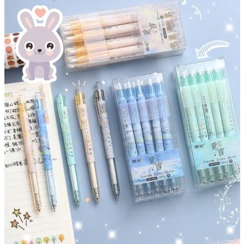 4PCS/Lot 0.5mm Verse Printed Gel Pens Black Ink Journaling DIY Drawing Writing School Stationary Office Supplies Gifts For Kids