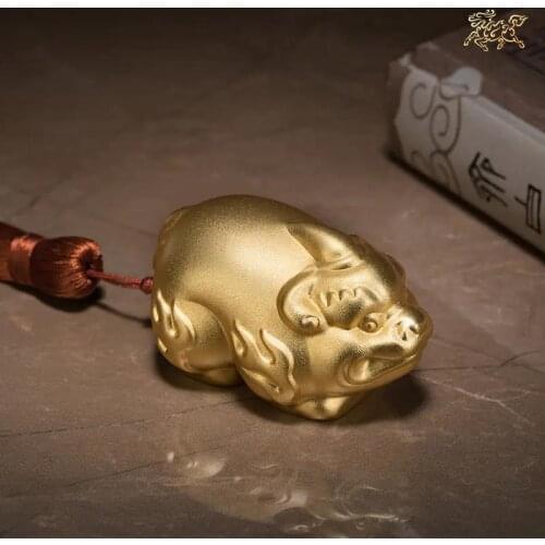 GOOD 2021 bless family home Shop business Exorcise evil spirits bring money GOOD LUCK FENG SHUI 24K gilding brass PI XIU statue