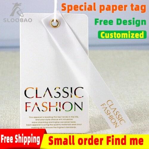 Custom quality 700g Special litmus rivet paper color bronzing coated paper tags clothing swing tag matte laminatedFinish1000pcs