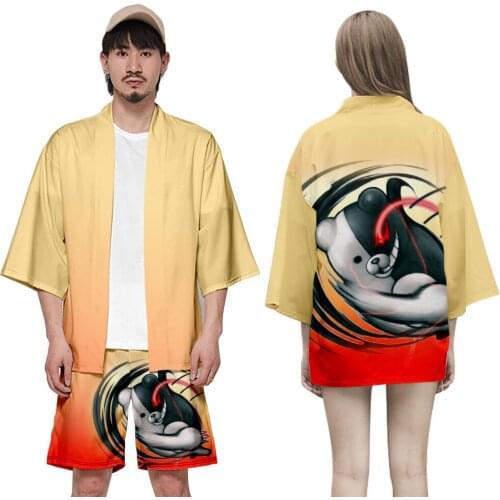 Danganronpa Monokuma Japanese Style Kimono Haori Men Women Cardigan Chinese Traditional Japanese Clothing Asian Clothes
