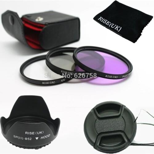 RISE(UK) 52mm UV CPL FLD Filter Kit for Nikon D5200 D5100 D3200 D3100 + Petal Flower Lens Hood + Center-Pinch lens cap