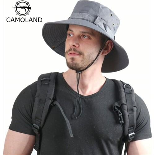 CAMOLAND Summer Women UV Protection Sun Hats Wide Brim Hiking Fishing Hat For Men Outdoor Bucket Hat Panama Beach Caps