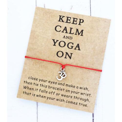 Lucky OM Wish Bracelet Yoga OM Charm Buddha Lotus Bracelet Yoga Jewellery for Women Men Friendship Bracelets Gifts Make a Wish