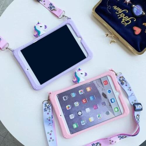Lovely Kids safe Soft Silicon Case for Samsung Galaxy Tab S6 Lite 10.4 P610 P615 Cartoon Cover Funda Tablet + Pen + Strap