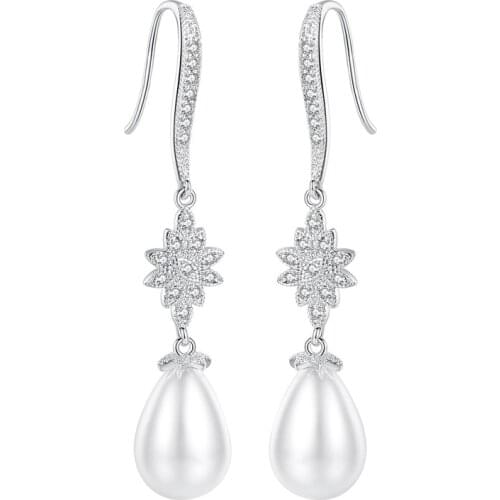 SLBRIDAL Fashion Jewelry Bijoux Anti-allergic Zirconia Earring Charm Drop CZ Earrings Women New Trendy Girls Women Daily Earring