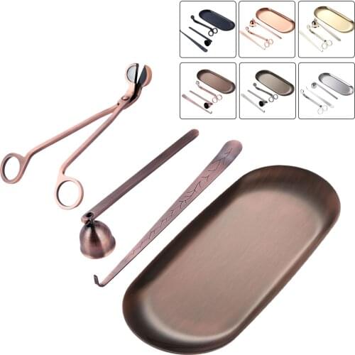 4pcs/set Candle Care Kit Candle Wick Trimmer Candle Wick Dipper Scissors Candle Snuffer Storage Tray Candle Care Home Decor