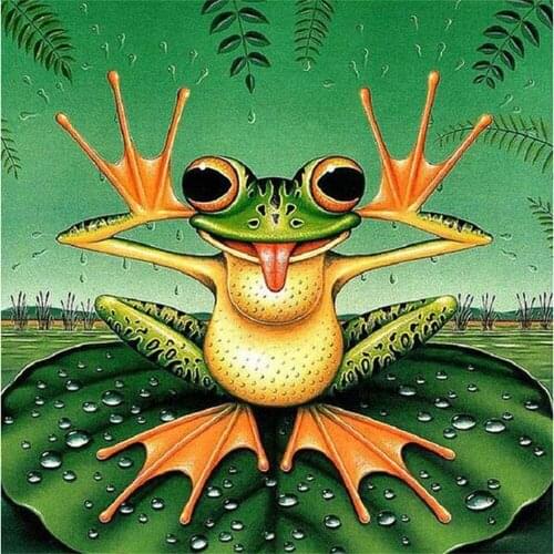 Animal Frog DIY Embroidery 11CT Cross Stitch Kits Needlework Craft Set Cotton Thread Printed Canvas Home Decoration Design