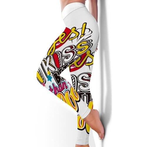 2021 New Pattern Fashionable European and American Popular Printed Yoga Pants High Waist Fitness Tight Hip Lifting Fitness Pants