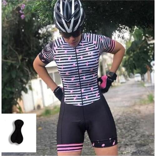 New Cycling Bicycle Jersey Sets, Womens Bike Clothing Summer Anti-UV Riding Skinsuit, Bib Shorts Sleeve TeamTriathlon Jumpsuit