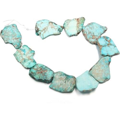 Fashion Impression Jaspers Irregular Slab Beads Orange Blue Ocean Sediment Emperor Stone Making Necklace Graduated Jewelry 10Pcs