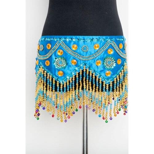 Women New design belly dance hip scarf Beads belt with tassels belly dance costumes Practice clothes bellydancing hip belt scarf