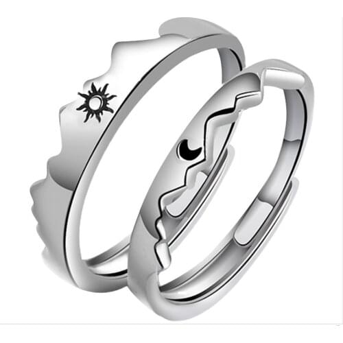 Matching Rings For Couples Him And Her Blue Starry Sky Adjustable Romantic Promise Couples Rings Set Bf Gf Valentines Day Gift