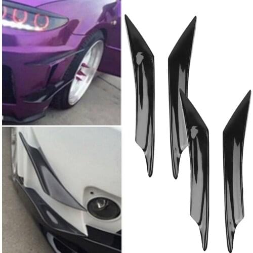 4pcs Black Car Front Bumper Lip Splitter Fin Air trim Universal Auto Body Front Side Wing Spoiler Canards Splitters Protector