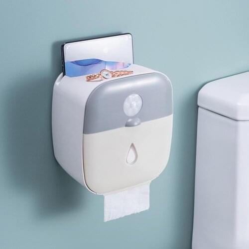 Tissue Box Self Adhesive Wall Mounted USB Power Waterproof Tissue Storage Box for Home Bathroom Creative Storage Tissue Boxes