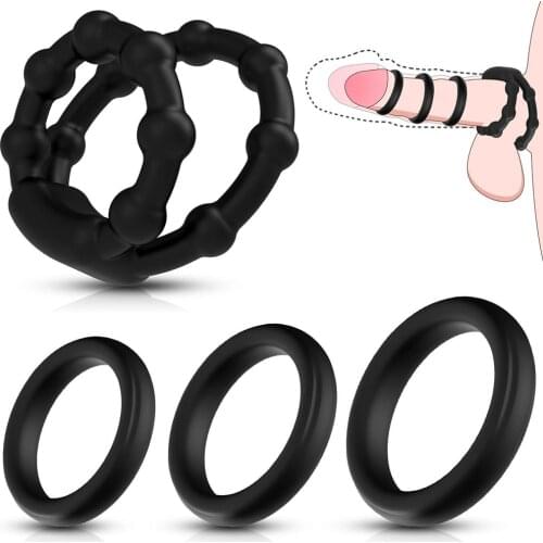 Silicone Penis Ring Set Cock Ring Male Scrotum Bind Sex Toys for Men Erection Elastic Delay Ejaculation Penis Enlargement