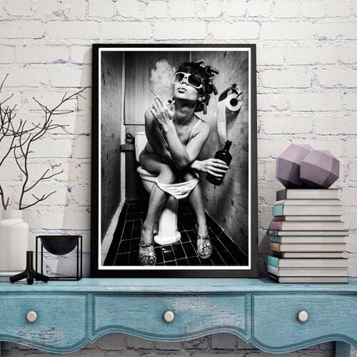 Modern Sexy Charming Woman Beauty Painting Toilet Bar Home Decoration Art Poster Wall Pictures PUB bathroom decoration