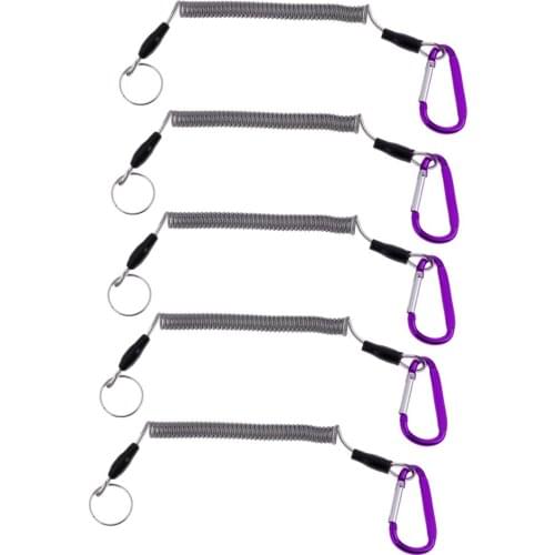 Booms Fishing Coiled Lanyard or Safety Rope Wire Steel Inside 27cm