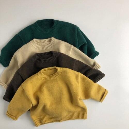 Warm Winter Baby Boys Girls Pullover Sweater Thicken Round Neck Children Knitted Sweater Long Sleeve Casual Kids Clothes Sweater
