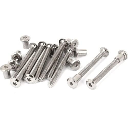 UXCELL 10 Sets M6x60mm Hex Socket Head Barrel Nut Countersunk Screw Bolt Fasteners Total Length 66mm/2.6"