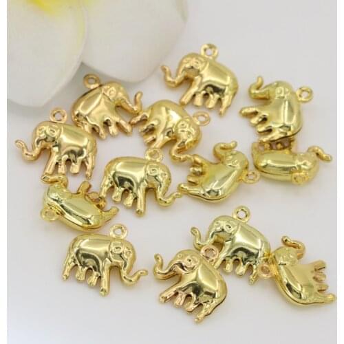 High grade 12*15mm 5pcs cute elephant shape small pendant spacers accessories beads copper gold-color jewelry findings B2558