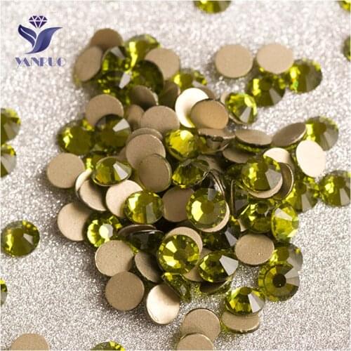 YANRUO 2058NoHF SS20 Olivine 1440Pcs Crystal Stone Glue On Strass Flat Back Non Hotfix Nail Art Glass Rhinestone DIY
