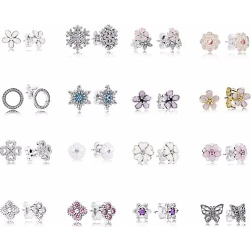 2019 New Standard S925 Sterling Silver Genuine High Quality Original Snowflake Sparkling Gemstone Fashion Charm Earrings