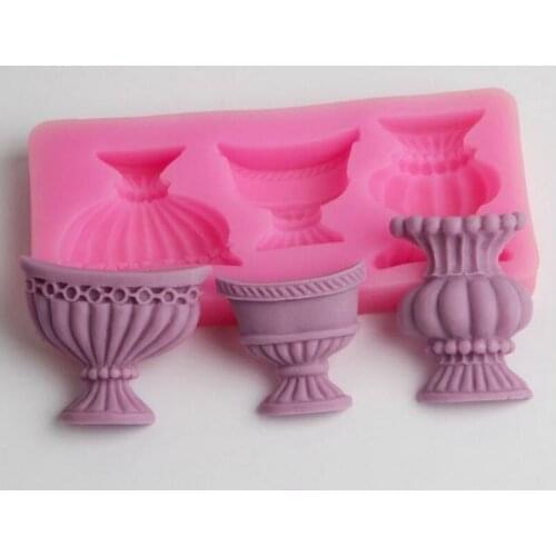 3D Candle Mold Flower Vase Silicone Mold Resin Clay Candle Molds Cupcake Decorating Candy Soap Mold