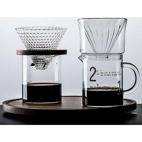 450ML Simple Glass Coffee Cup Sharing Pot Coffee Pot Double Glass Coffee Filter Cup Funnel Set V60 Reusable Coffee Glass Filters