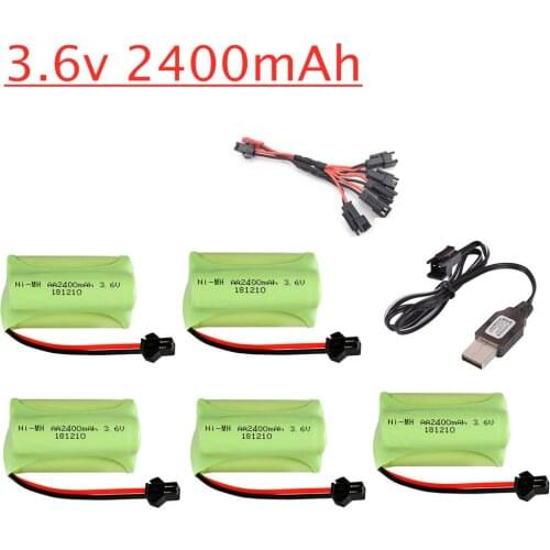 Ni-MH AA 3.6V 2400mAh Rechargeable Battery Pack + 3.6v Usb Charger For Rc toy Car Tank Train Robot Boat Gun Spare Parts