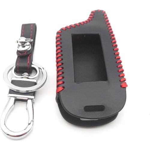 Key Cover B9/B6 Black Leather Case for Starline B91/B61/A91/A61 KGB FX-5 Jaguar ez-one LCD Keychain Car Remote 2 Way Alarm