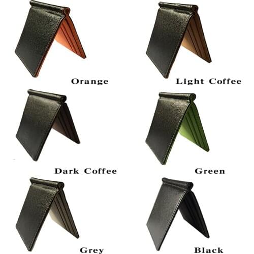 CUIKCA South Korea Style Money Clips Fashion Men Wallet Purse Ultrathin Slim Wallet Mini Leather Wallet ID Credit Card Cases