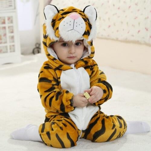 Anime Baby 3D Tiger Kigurumi Pajamas Newborn Infant Romper Animal Onesie Cosplay Costume Hooded Jumpsuit Winter Party Suit